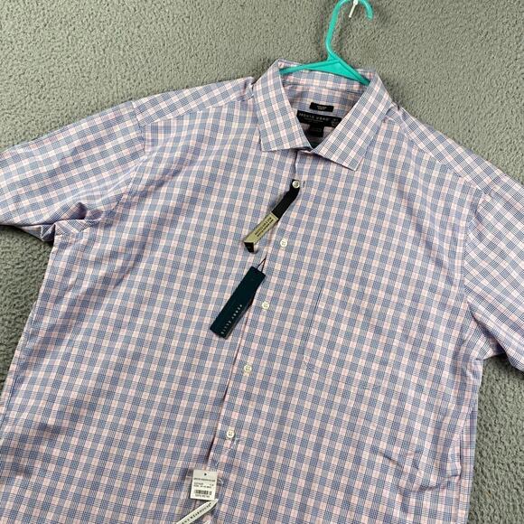 Pronto Uomo Non-Iron Slim Fit Button Dress Shirt Men's 18.5 36/37 XLT Plaid New - Picture 9 of 12